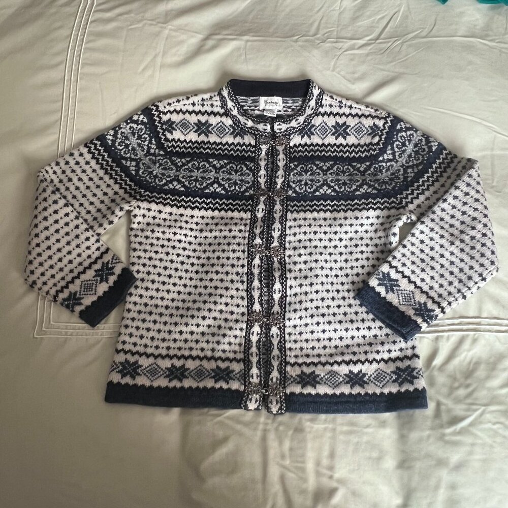 Cambridge Dry Goods 100% Wool Cardigan with Frog Closure